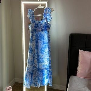 Blue and White Floral Dress